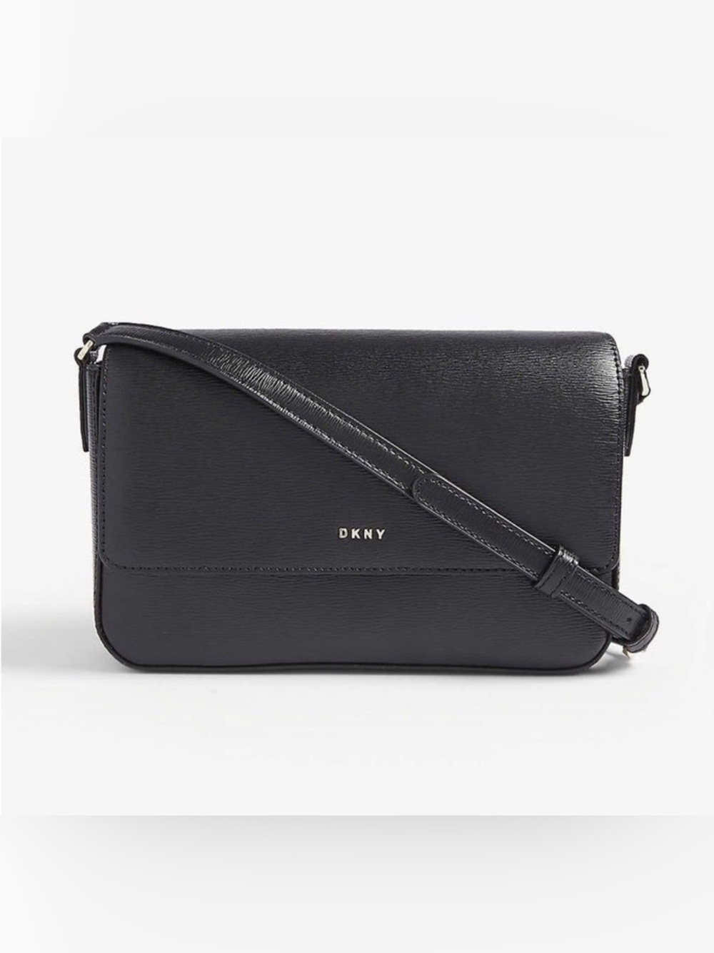 DKNY Black Leather Flap Crossbody